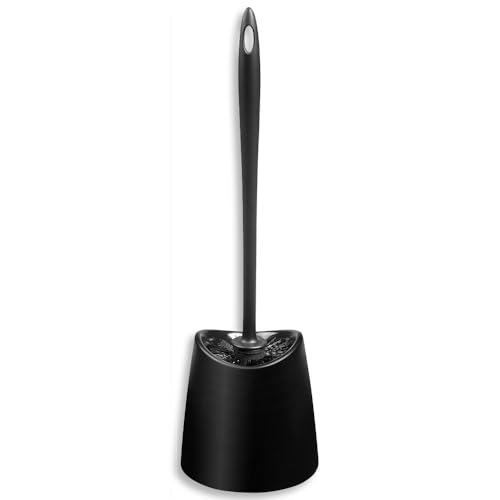 TATAY Klobürste | Robustes Material | Modernes Design | Fester und Langlebiger Bürstenkopf für Hygiene | Farbige WC-Bürsten für jedes Bad | 12 x 12 x 38 cm – Schwarz