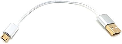 MainCore 15cm White Micro USB Cable 2.0 BRAIDED 24AWG Gold Contacts High Speed Charger Charging Lead Cord (0.15m, White)