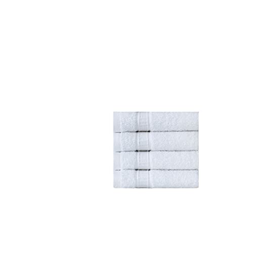 La' Hammam Fine Living 4 Pieces Pack 13×13 Inches Cotton Made Luxury Washcloths For Face, Bathroom, Hotel, Gym & Spa | Soft Feel Fingertip, Quick Dry And Highly Absorbent Turkish Towels – White #TOP25