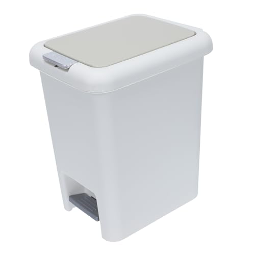 Caneca de basura rectangular blanca con pedal
