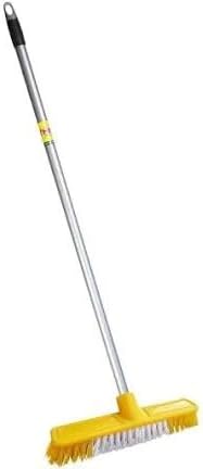 Push Broom with Long Handle, Bristles 30 cm, Yellow and Grey