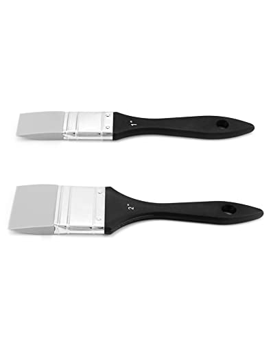 QWORK Paint Brush, Silicone Color Shaper Brush, 2 Pcs (1 inch,2 inch) Solid Flat Flexible Acrylic and Water Based Painting Tool for Move and Remove Acrylic Paints