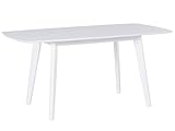 Facile da pulire Beliani Tavolo da Pranzo Allungabile Bianco con Gambe in Legno 120-160 x 80 cm