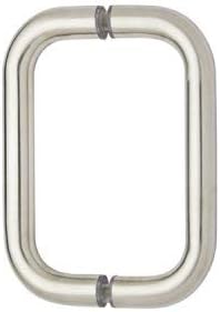 Rockwell Security Tubular Back to Back Door Pull 8 Inch Brushed Nickel Finish for Commercial and Residential Heavy Glass Frameless Shower Doors 1/4 Inch to 1/2 Inch Thick