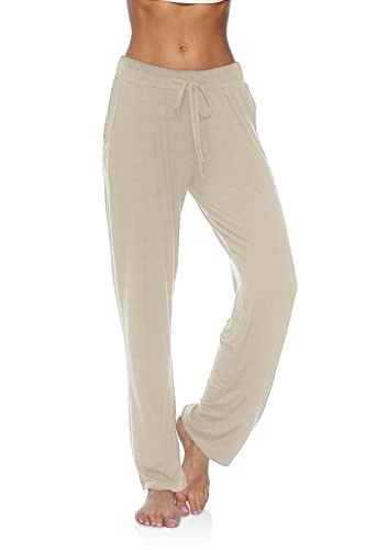 Dibaolong Womens Yoga Pants Wide Leg Comfy Drawstring Loose Straight Lounge Running Pajama Sweatpants Apricot M #TOP1