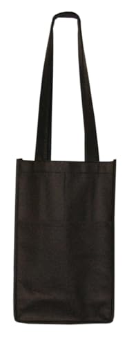 Non Woven Two Bottle Wine Bag - Black