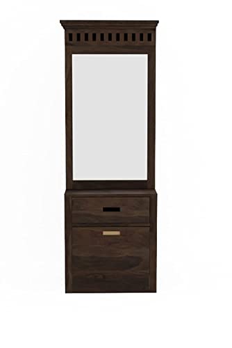 Image of Solid Wood Wooden Dressing Table for Bedroom with 2 Drawer, Mirror and Huge Storage Space | Long Dresser Table with Mirror | (Antique-Style-03)