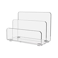 JIHUOO Aktenhalter aus transparentem Acryl, 2 Fächer, für den Schreibtisch, Brief-Organizer, Aktenordner, Dokumentensortierer, Schreibtischständer, Tischplatte, Zeitschriftenhalter