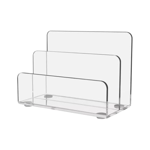 JIHUOO Aktenhalter aus transparentem Acryl, 2 Fächer, für den Schreibtisch, Brief-Organizer, Aktenordner, Dokumentensortierer, Schreibtischständer, Tischplatte, Zeitschriftenhalter