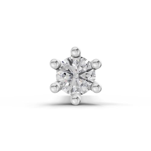 Image of Sparkles Lab Grown Diamond 0.03 Carat - 0.50 Carat Round Shape Solitaire Diamond Nose Pin for Women | 14K Gold IGI Certified FG VS Quality