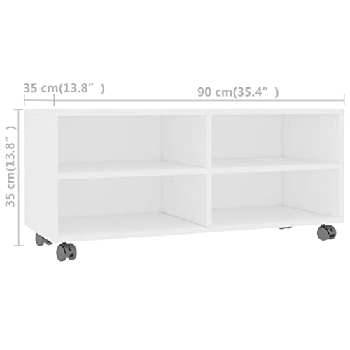 vidaXL-Mueble-para-TV-con-Ruedas-Aglomerado-Blanco-90x35x35cm-Mobiliario-Hogar-Accesorios-Centro-Entretenimiento-y-Multimedia-Diseno-Moderno-Practico