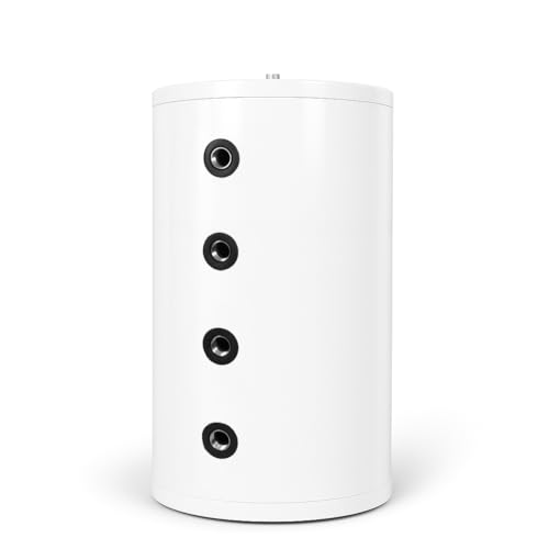 ENVIRON - Kompakt Pufferspeicher aus Edelstahl [40-200 Liter] Energieeffizienzklasse A | Inkl. Wandhalterung & Tauchhülse | Ideal für Wärmepumpen (80 Liter)
