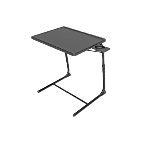 Portable Table Adjustable Folding Table, Lounge, Bedroom Furniture, Living, Tv, Multi Function With Cup Holder Bedside Livingroom Camper Van Camping Caravan Handy Black