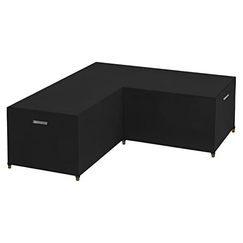 Dokon L-Form Gartenmöbel Abdeckung mit Verdickte Griffe, Wasserdicht, Winddicht, UV-Beständiges, Schwerlast 600D Oxford Gewebe Schutzhülle für L Form Lounge Sofa, Ecksofa (215x215x85cm) - Schwarz Cover