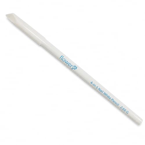 Flowery 4-in-1 White Nail Pencil Under Nail Whitener Cuticle Pusher for Natural French Manicure Look