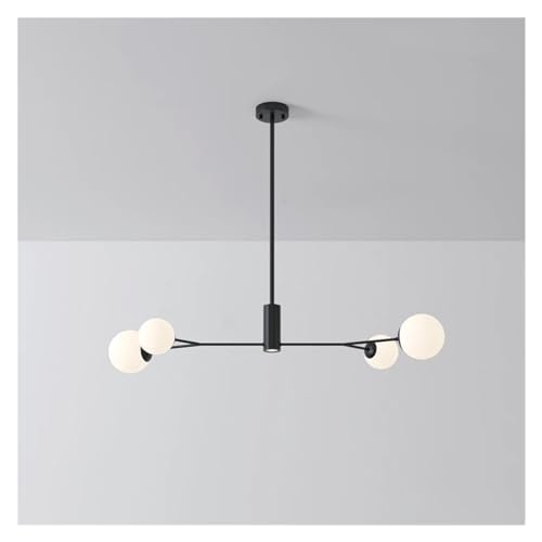 Lustre table à manger moderne LED, suspension de plafond boule de verre et dorée 110 cm