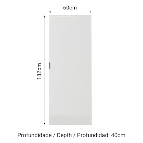 Image of Madesa Storage Cabinet, 1 Door, 5 Utility Shelves, Wooden Organisation Unit, White, 60 cm Width, for Bedroom Office, Laundry Room, Kitchen, Garage