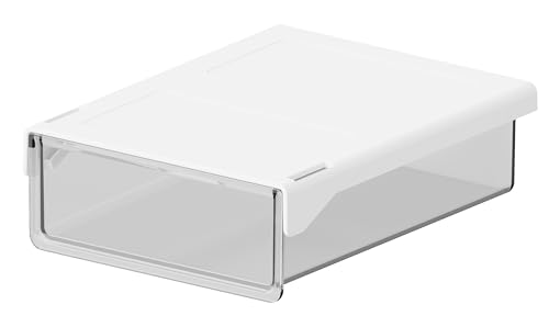 Gurwen 2個セット デスク下 収納ボックス 引き出し式 強力粘着 透明 （Sサイズ）