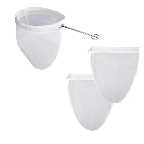 Image of WMKGG Ultra Fine Mesh Strainer Bags, Reusable Mesh Filter Bags with Stainless Steel Handle Frame for Filter Single Tea, Coffee, Serving Juice and Kefir (Mini Size)