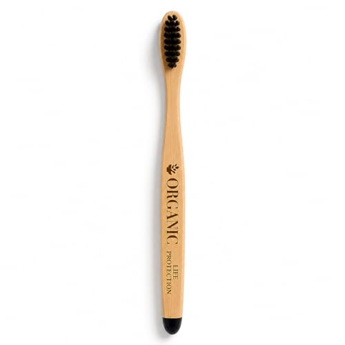 Image of Bamboo Toothbrush - 100% Biodegradable & Eco-Friendly | Charcoal Soft Bristles for Sensitive Gums | Zero Waste, BPA-Free, Vegan - Pack of [4]