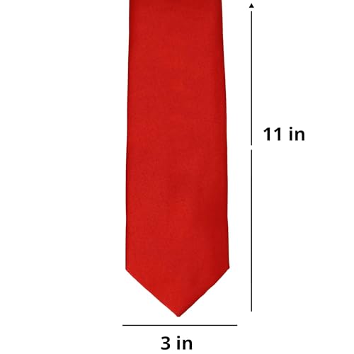 Boys' Red Solid Color Zipper Tie, 11" Length2