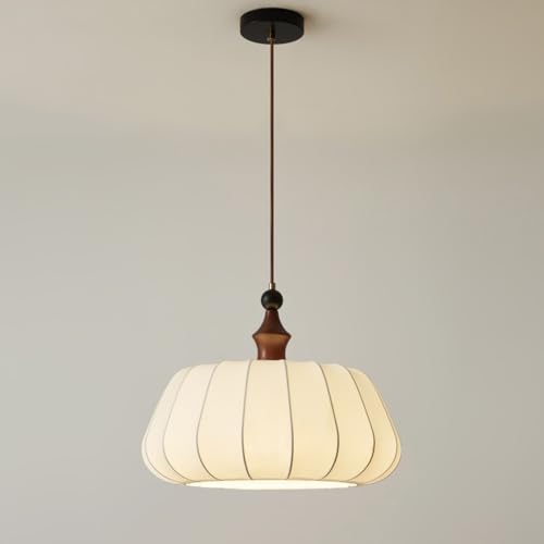 Lustre médiéval à LED suspendu en tissu style rétro de 45 cm