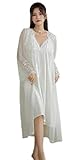 Vintage Victorian Dressing Gown Set for Women Lady's Palace Style Princess Loungewear Nightgown Nightdress Sleepwear Nightshirt Pajamas White M