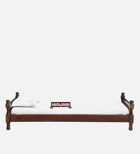 AADITYA WOODS Solid Sheesham Wood Single Bed Cot Without Storage | Single Size Bed for Bedroom | Multipurpose Use Bed- Teak 6