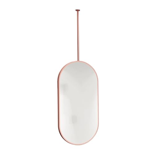 吊り下げ式天井取り付け両面ミラー、曇り止めボタン付き360°回転化粧鏡、ホテルやアパートの装飾に最適(Rose gold,40x70cm)