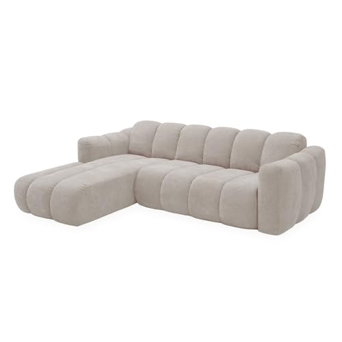 MIUFORM Michell Canapé d'angle Convertible | 252 x 182 x 75 cm | Forme L à Gauche | Fonction Sommeil | Canapé 6 Places | Canapé de Salon Moderne | Tissu...
