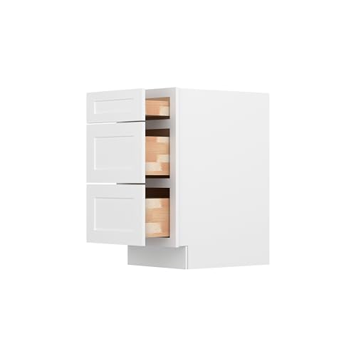 Image of Furinno Shaker Drawer Base Kitchen Cabinet with 3-Drawers, Ready to Assemble, 24 D x 18 W x 34.5 H, White