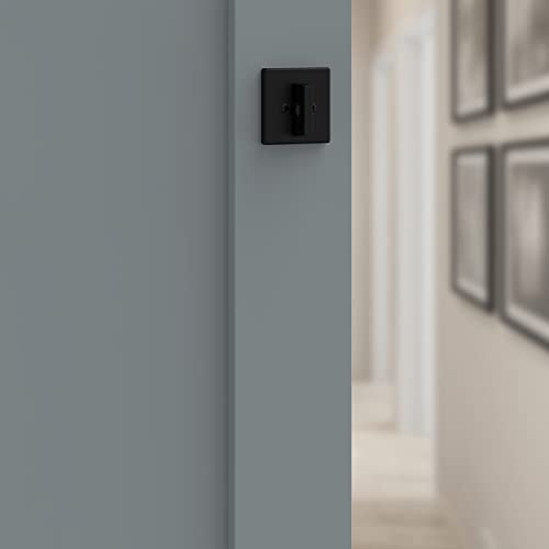 Kwikset 660 Contemporary Deadbolt Deadbolt Lock, Front Entry Door with Matte Black Square Exterior Keys, Anti-Pick Smart Key Security Single Cylinder Deadbolt