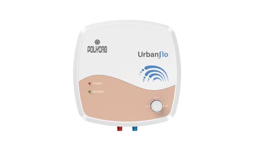 Polycab Urbanflo 10 L Storage Water Heater (Geyser 10 Litres), (White Peach),2 Yr Warranty, Wall Mounting