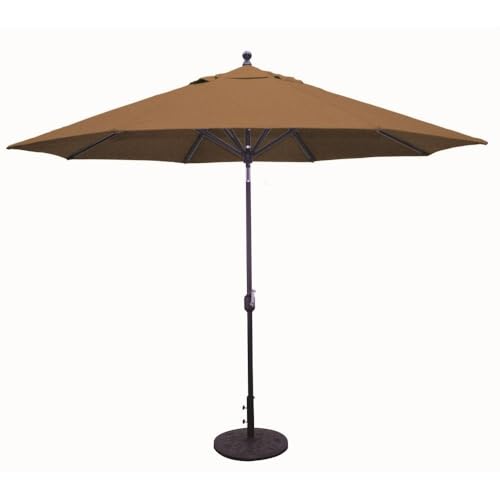 Galtech International 789BK68 Deluxe Auto Tilt - 11' Round Umbrella, Choose Fabric Color: 68: Teak, Choose Pole Finish: BK: Black