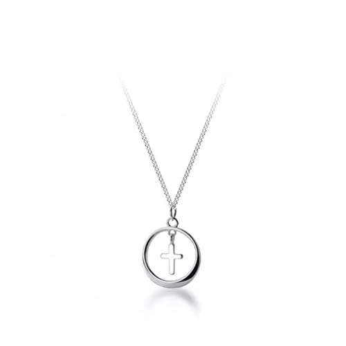 Pendentif rond géométrique en croix pour femmes collier réglable anti-accrochage