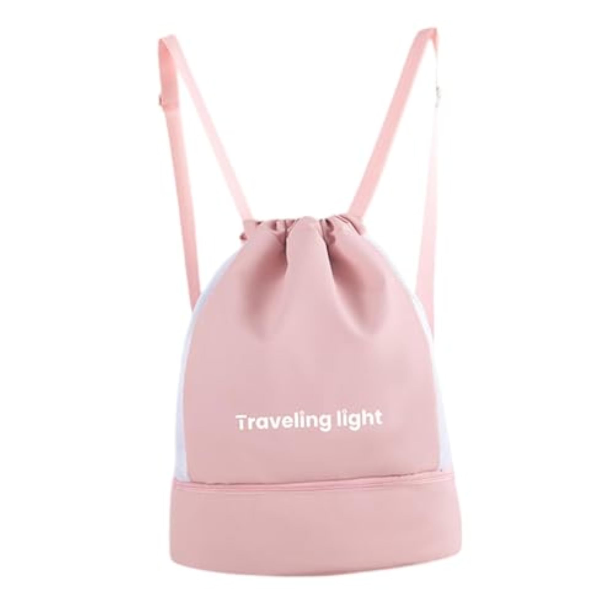 Wide Opening Swimming Bag Drawstring Backpack, Pink