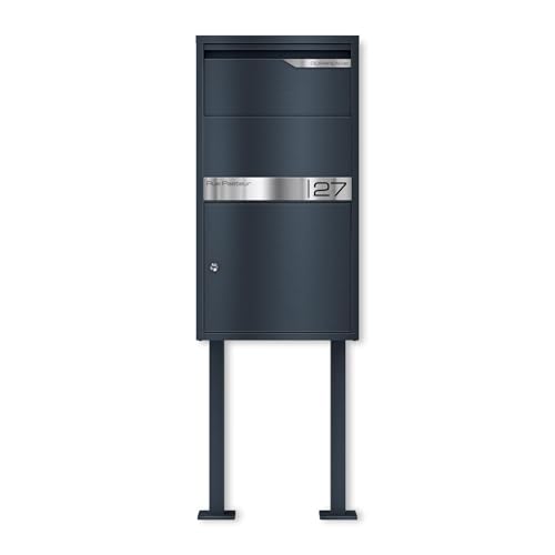 Metzler® boîte à Colis sécurisée avec Support au Sol et clapet antivol RAL 7016 Gris Anthracite réception sans Contact Design Durable Gravure...