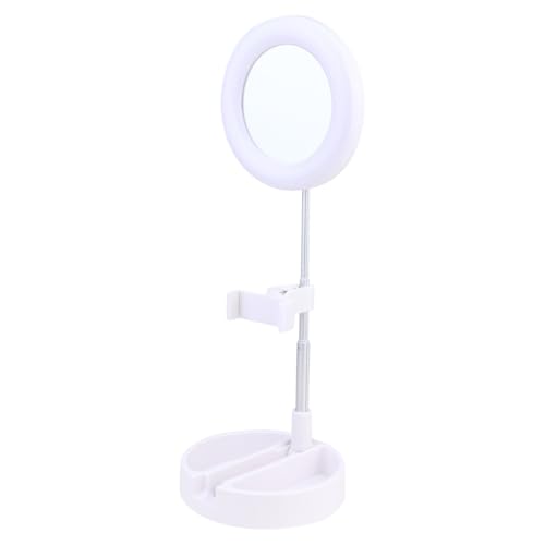 HOMSFOU Lámpara de Escritorio LED con Anillo de Luz Clara, Soporte Móvil Ajustable Plegable Multifuncional para Maquillaje, Fotografía y Vídeo, Luz Complementaria para Mesa, Accesorio