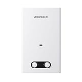 MIZUDO Calentador de Agua Butano gas, LPG, Clase de eficiencia energética A, calentadores butano, 10L, Calentador Gas Butano y Propano Atmosférico, Quemador de baja emisión, 32.8 x 21.35 x 55 cm