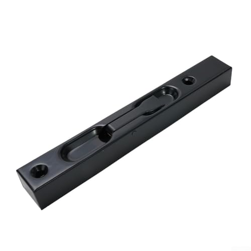 Cerradura de palanca de acero inoxidable de 6 pulgadas con placa de golpeo, paquete de 2 unidades, color negro para puertas dobles y puertas de madera