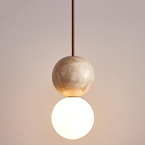 Lustre chambre travertin jaune avec luminaire suspendu rond réglable G9
