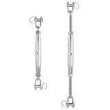 QWORK 304 Stainless Steel 1/2 inch Turnbuckle Set – 2 Pack Adjustable Closed Body Jaw Type for Cable...