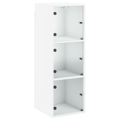 vidaXL Wandschrank, Hängeschrank mit Glastüren, Schrank mit Stauraum für Wohnzimmer, Küchenschrank Badschrank Wandmontage, Modern, Weiß vidaXL Wandschrank, Hängeschrank mit Glastüren, Schrank mit Stauraum für Wohnzimmer, Küchenschrank Badschrank Wandmontage, Modern, Weiß