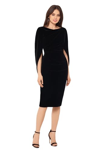 Image of Betsy & Adam Women's Velvet Midi Cowl Neck Drape Back Dress