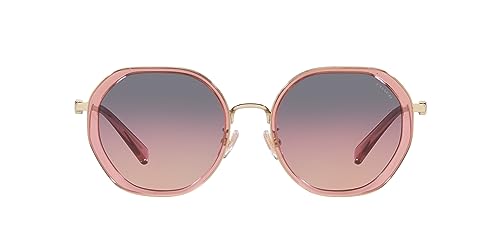 Coach HC7141 Sunglasses, Transparent Pink/Shiny Light Gold/Plum Purple Scarlet Gradient, 54 mm