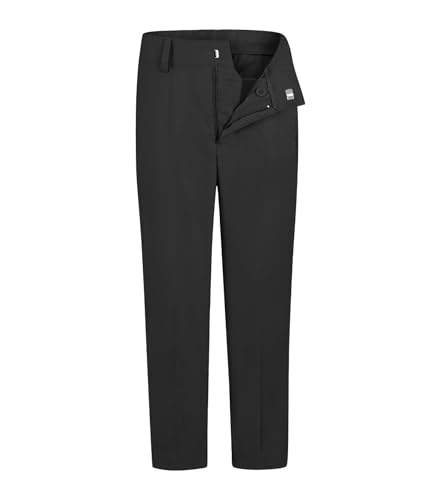 QBK Boys Flat Front Dress Pants Uniform Pants Adjustable Waistband for Toddler to Youth with Pockets