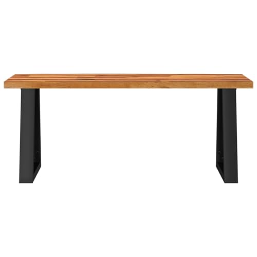 Banc en bois massif d'acacia 110 cm avec piètement acier en U - 5