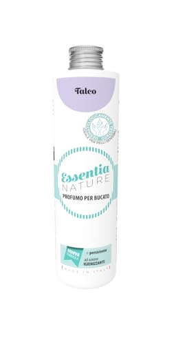 ESSENTIA Profumo per Bucato con Igienizzante, Essenza Profuma Bucato, Profumatore Bucato per Lavatrice con Estratti di Oli Essenziali Naturali (Talco, 250 ml, Confezione da 1)