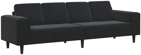 Modern black velvet 4 person sofa with blue plywood surface Featu...