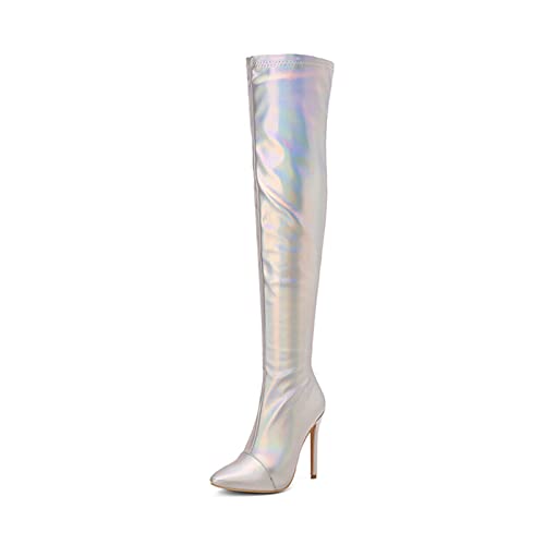 Bottes de mode pour femmes à talons hauts 12cm et tige élastique grande taille